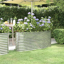 (As show, One size) Planter Powder Coated Steel 152x40x68 cm Silver
