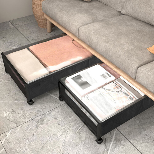 Living And Home 2 Pcs Under Bed Storage Containers with Wheels