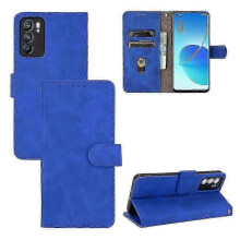 (Blue) Premium PU Leather Flip Folio Wallet Case with Card Slot & Built-in Magnet for OPPO Reno 6 5G