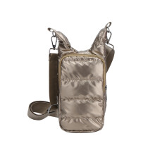 Original HydroBag  Quilted Water Bottle Holder with Strap  Tote Bottle Carrier Crossbody Bag with Pockets Normal Gold Shiny