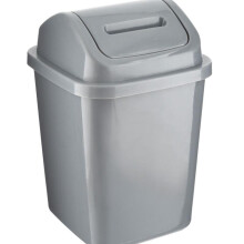 (Grey) Small Desktop 5L Bathroom Bin Swing Top Dust Bin Plastic Waste Paper Basket - Ideal for Home, Office, Bathrooms and Kitchens