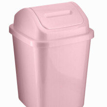 (Pink) Small Desktop 5L Bathroom Bin Swing Top Dust Bin Plastic Waste Paper Basket - Ideal for Home, Office, Bathrooms and Kitchens
