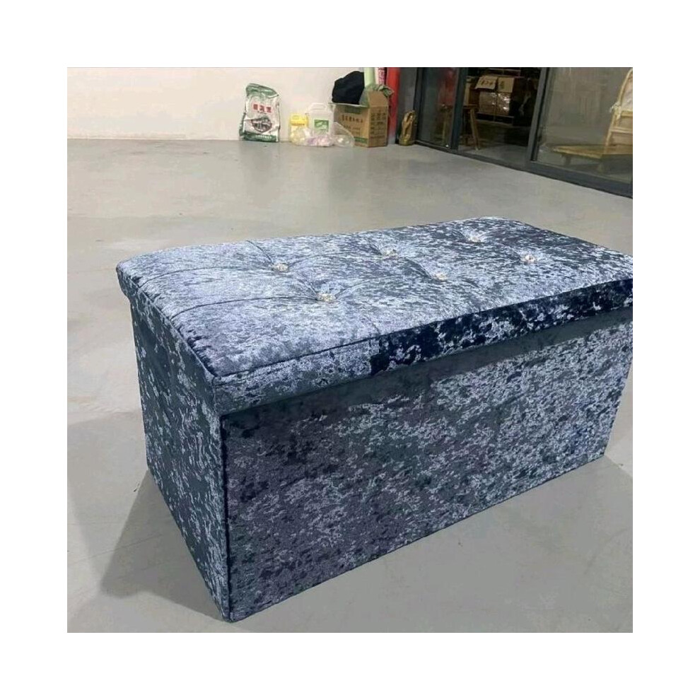 (CHARCOAL) Double Crushed Velvet Storage Box With Lid, Foldable Design In Light Grey And Black Organiser Collapsing 76x38x38cm Collapsible-image-OPC-PMH9TKN-NEW