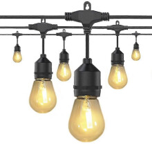 (UK Plug) Globe String Lights Outdoor 5M 10Bulb/10M 20Bulb S14 Edison Plastic LED Bulb Patio Lights ETL Liste