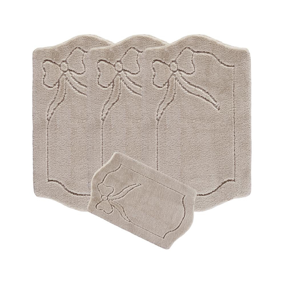 (Beige) 4pc Washable Rug Mat Set Caravan Romany Anti-Allergic Non-Slip Tourer Leafy-image-OPC-PMH9VM7-NEW