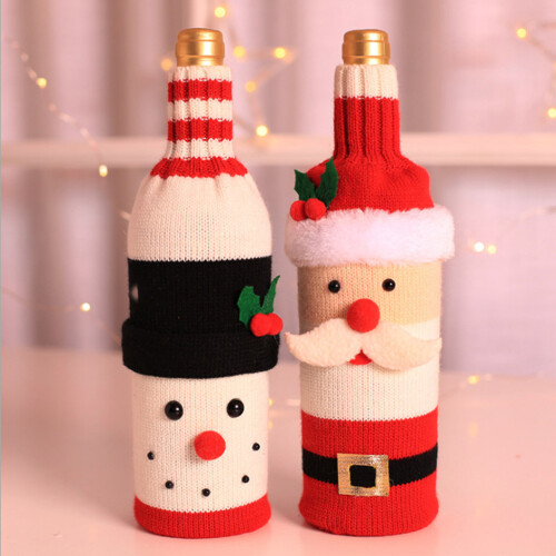 Christmas Wine Bottle Cover Merry Christmas Decorations-elder 1