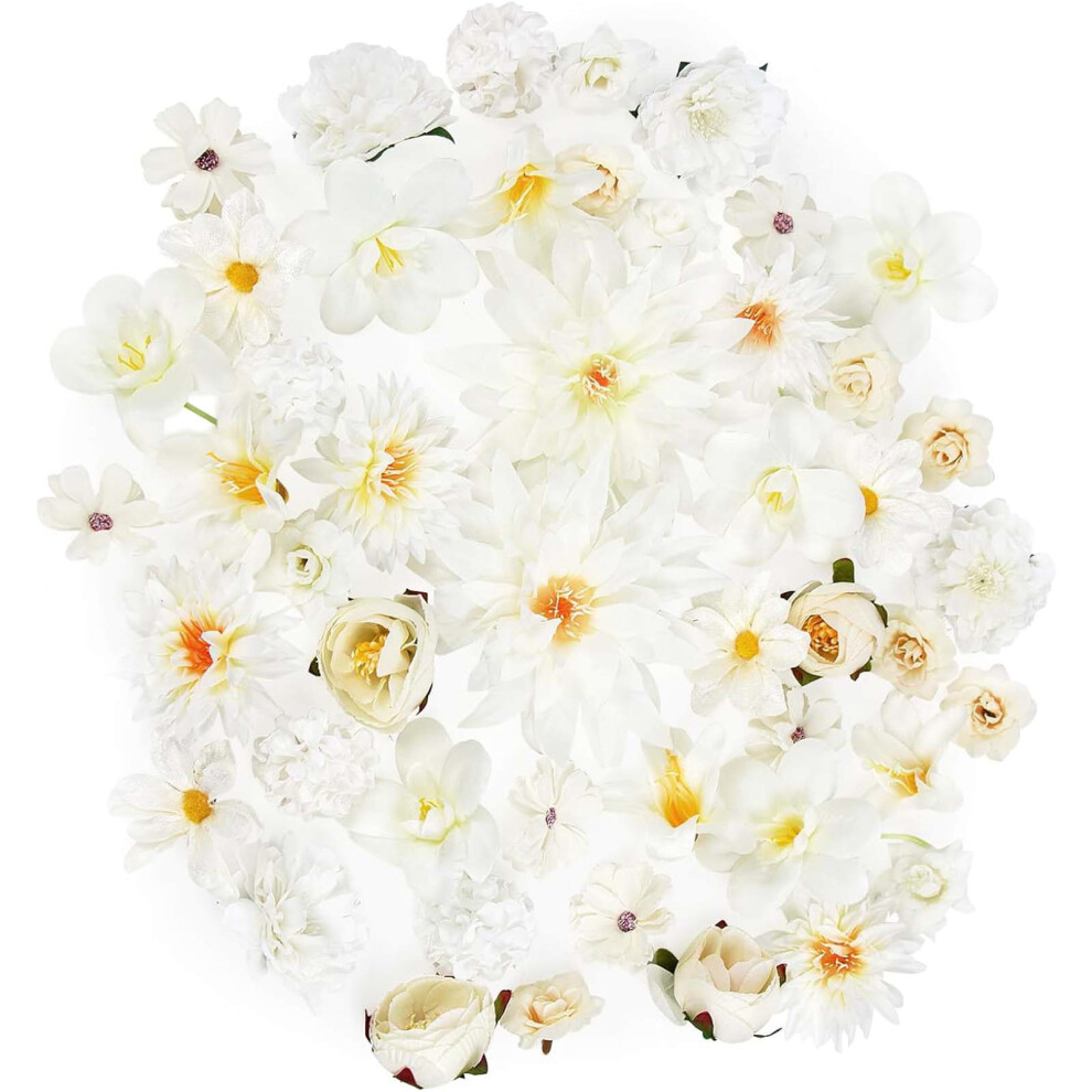 80Pcs Artificial Flower Heads 25-43mm For Candle Cake-White-image-OPC-PMH9WJC-NEW