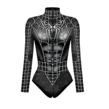 (S ,Black)New Superhero Cosplay Sexy Spiderman Costume Bodysuit Halloween Carnival Party Disguise For Women