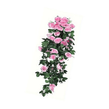 Artificial Rose Stem Garlands Silk Flower Wall Hanging For-Pink