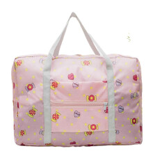 (Pink Candy) Foldable Carry-on Luggage Bag Breathable Wear-resistant Polyester Bag For Business Trip Traveling