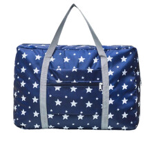 (Dark Blue Pentagram) Foldable Carry-on Luggage Bag Breathable Wear-resistant Polyester Bag For Business Trip Traveling