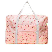 (Pink Cherry) Foldable Carry-on Luggage Bag Breathable Wear-resistant Polyester Bag For Business Trip Traveling
