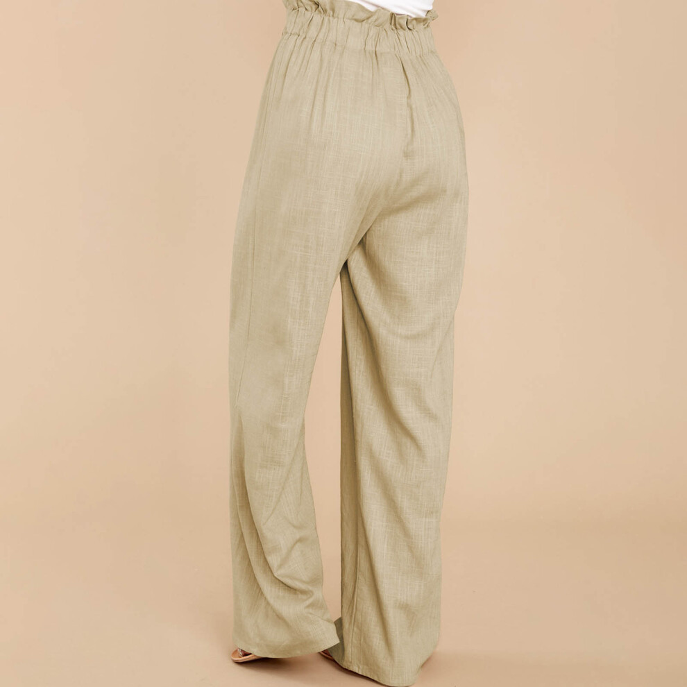 Long Wide Leg Pants with Belt in Khaki, XL, Casual & Stylish-image-OPC-PMH9XQN-NEW