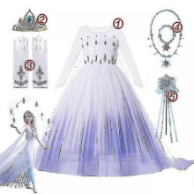 (7-8T (130), 5PCS Elsa Dress Set3) Girls" Frozen Princess Dress: Sequined Mesh Ball Gown For As Elsa Or Anna