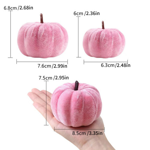3Pcs Realistic Pumpkin Ornament Artificial Velvety Fabric 2