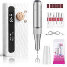 45000RPM Electric Nail Drill Machine 13 in 1 Nail File Kit Rechargeable E File for Acrylic & Gel Nails with 3600mAh Battery