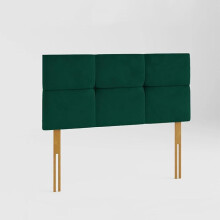 (Single Green)3ft Plush Velvet Lined & Buttoned Headboard