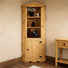 Corona Rustic 1 Door Corner Bookcase Display Unit