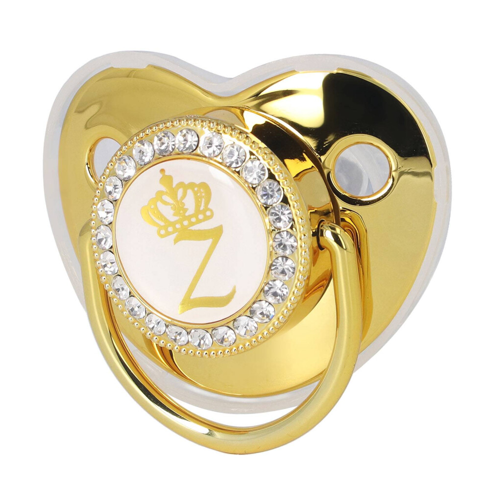 Rhinestone Letter Z Pacifier with Clip - Crown Design for Babies