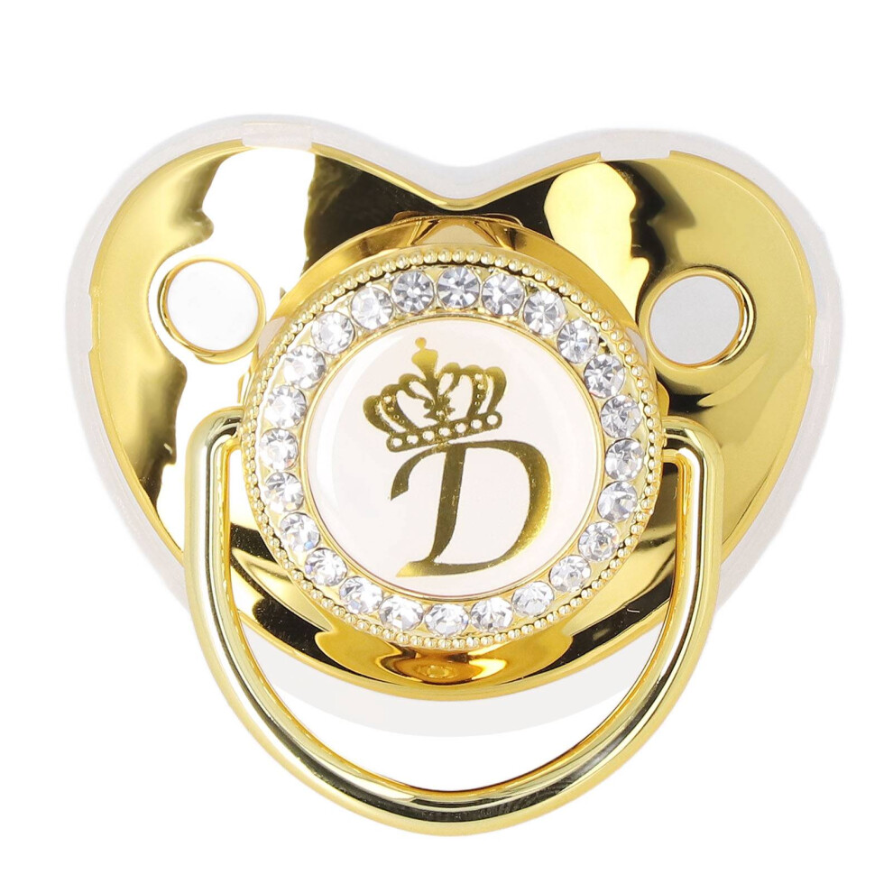 Crown Shape Baby Pacifier With Rhinestones - Ergonomic And Safe Design Golden