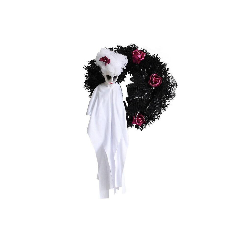 Kikidex (As Show, One Size) Halloween White Ghost Wreath Halloween Door Wreath Entrance Window Indoor And Outdoor Decoration