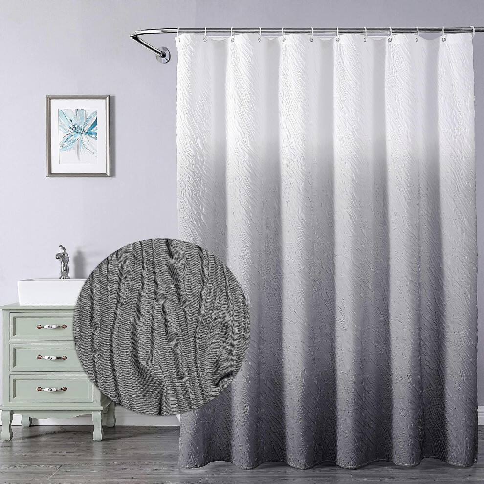 Kikidex (As Show, One Size) Shower Curtain, Ombre Shower Curtain, Bathroom Shower Curtain, Waterproof Shower Curtain With 12 Hooks 72 X 72 Inches Gray
