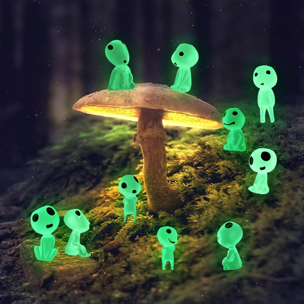 Kikidex (As Show, One Size) 20Pcs Luminous Ghost Tree Elves Miniature Garden Gnome Glow In Resin Fairy Garden Accessories For Micro Landscape Dark