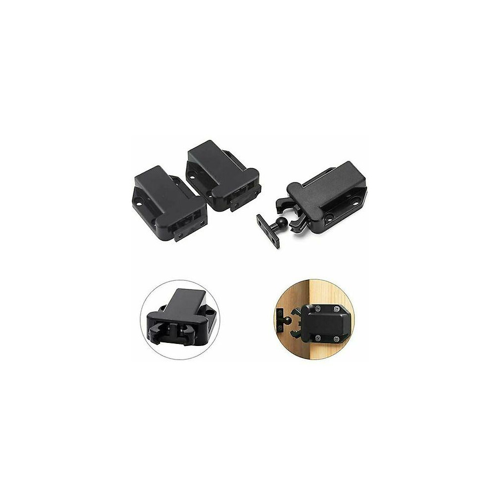 Kikidex (As Show, One Size) Push To Open Touch Release Cabinet Latches Non-Magnetic Drawer Latches Cupboard Furniture Door Touch Latch Black