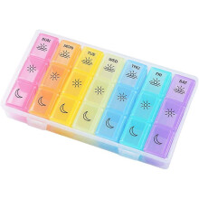 (As show, One size) Weekly Pill, Vitamin Organizer Box, Moisture-Proof Pill Case Medication Reminder Portable Travel Container Storage Box