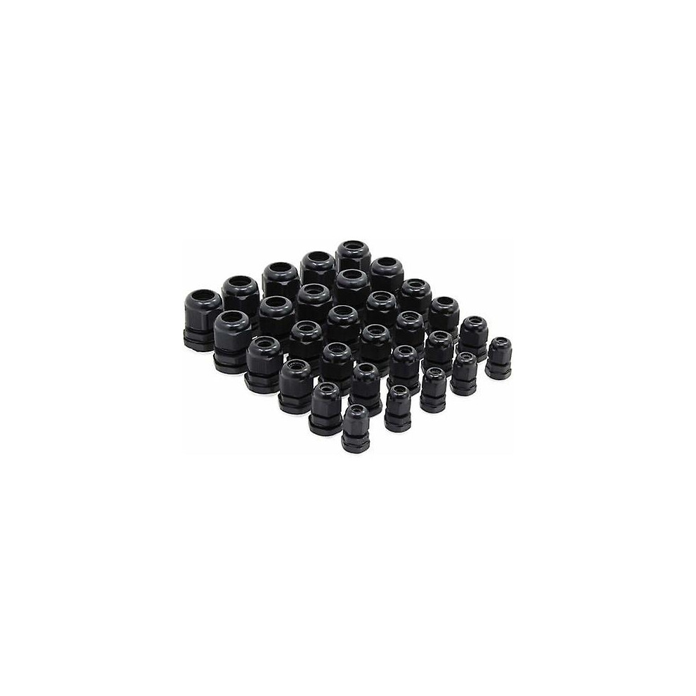 Kikidex (As Show, One Size) Lot Of 30 Waterproof Plastic Cable Glands, Pg7, Pg9, Pg11, Pg13.5, Pg16, Pg19