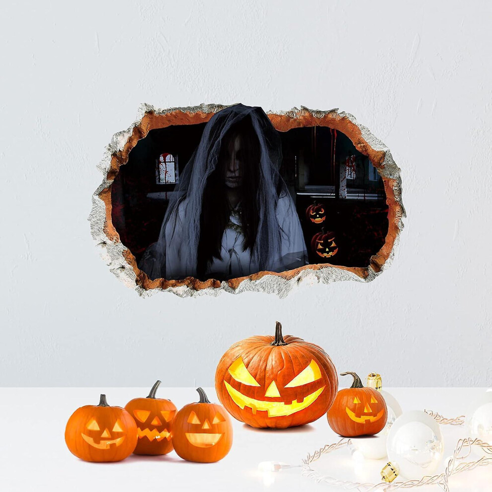 Kikidex (As Show, One Size) Happy Halloween Wall Stickers, Witch Window Clings Decor Halloween Party Haunted House Decoration