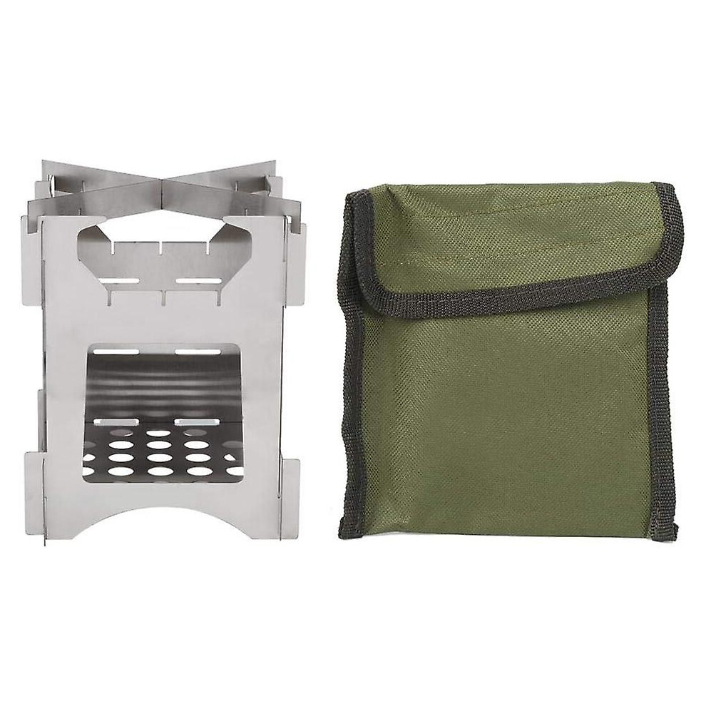 Kikidex (As Show, One Size) Wood Stove, Portable Stainless Steel Folding Wood Stove Mini Stove For Outdoor Camping Travel Hiking Picnic