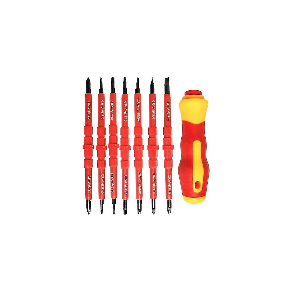 Kikidex (As Show, One Size) 8Pcs Insulated Electric Screwdriver Set Multifunctional Interchangeable Alloy Electrician Repair Tool Kit