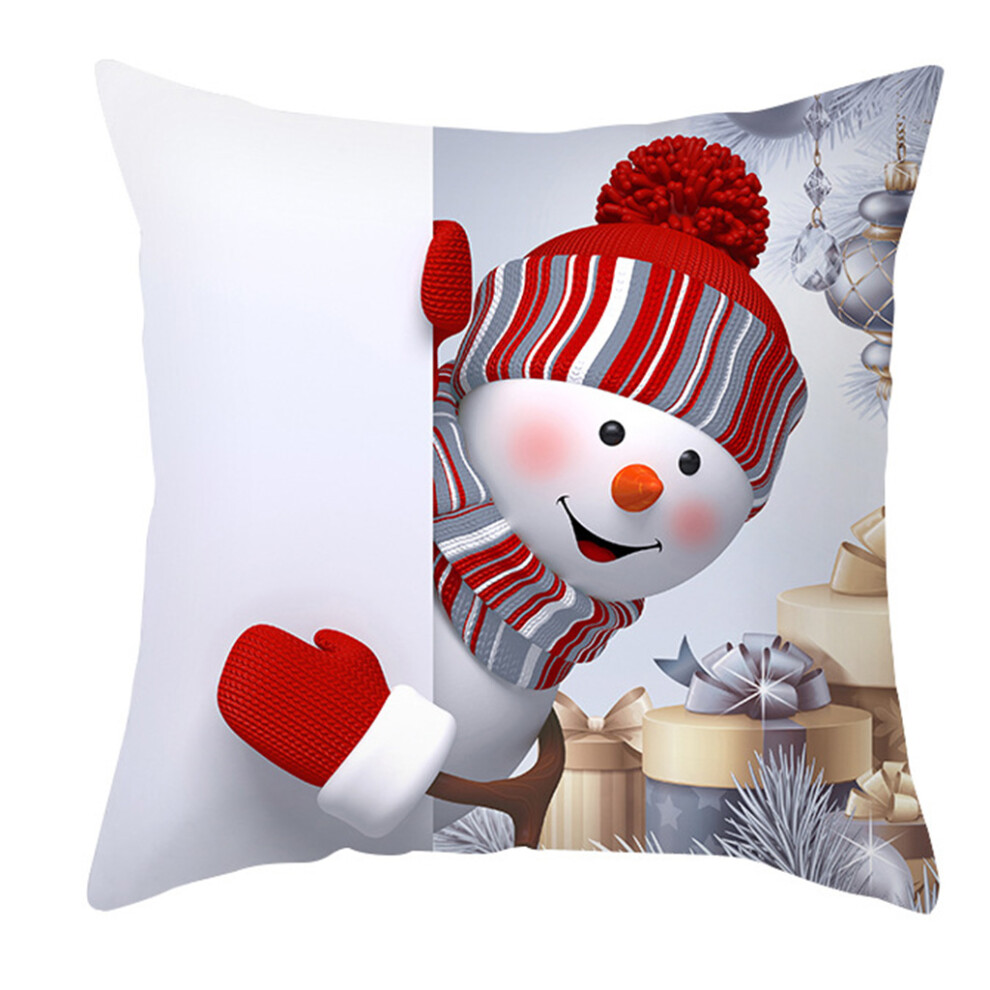 Simple 45X45cm Smile Snowman Pillow Cover Christmas Backrest-16 Peach
