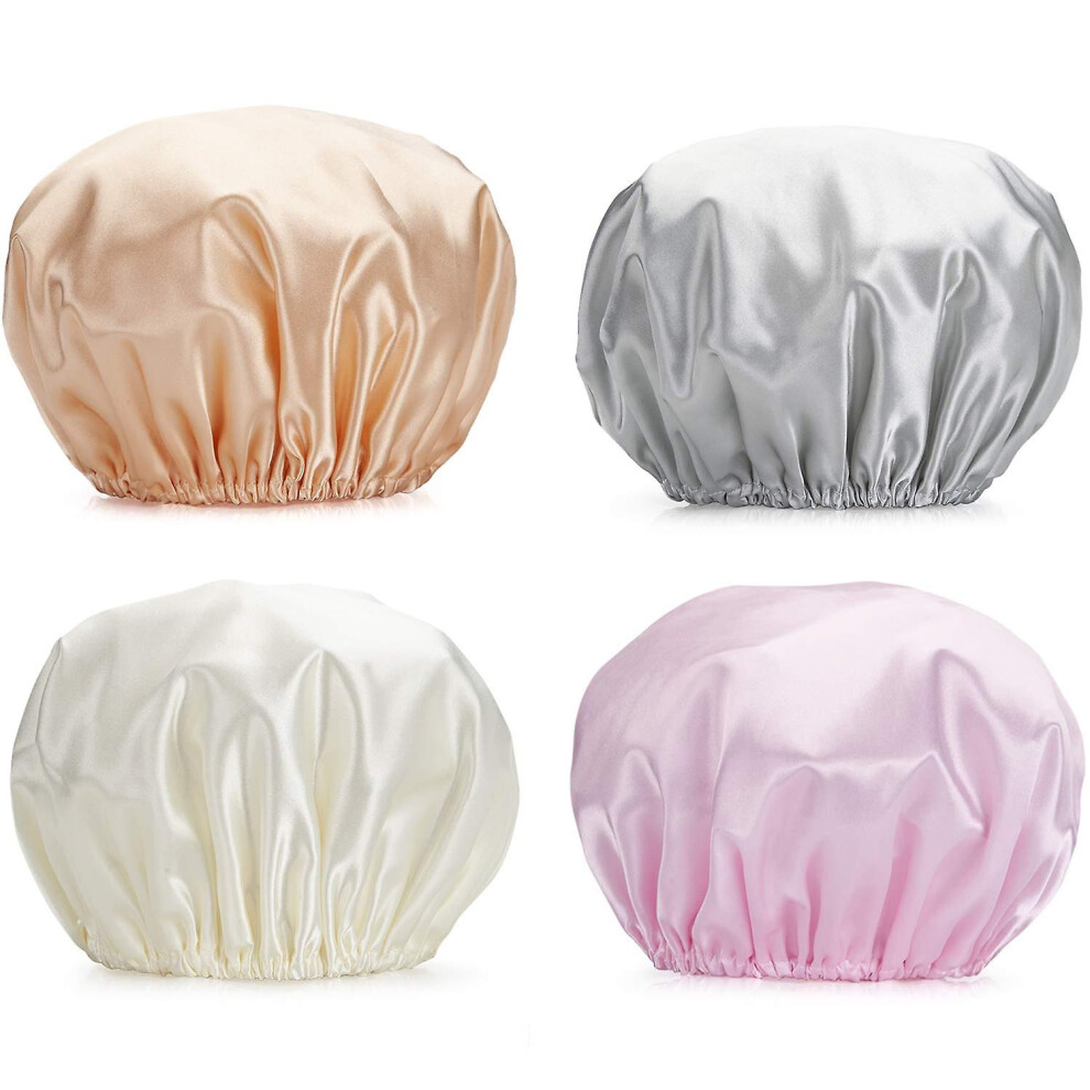 Kikidex (As Show, One Size) Shower Cap, Double Waterproof Layers In Shower Hat Hair Protection Eva Shower Caps Reusable, Medium Size