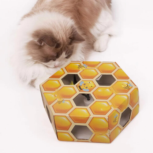 Interactive Cats Toy Automatic Rotating Feathered Mole Game Safe 1