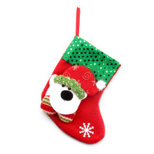 6in Christmas Tree Ornament Gift- Sequined socks (bear style)