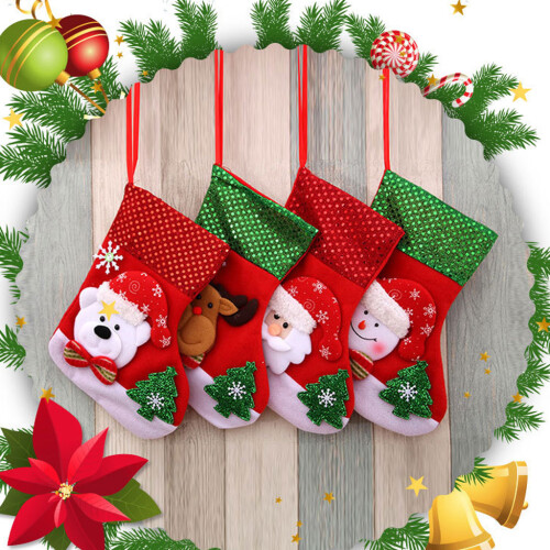 6in Christmas Tree Ornament Gift-   Sequined socks (bear style) 1