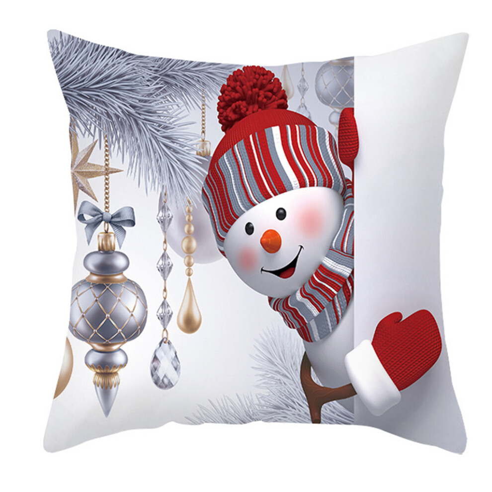 45X45cm Smile Snowman Christmas Backrest Cushion For Case-23 Peach