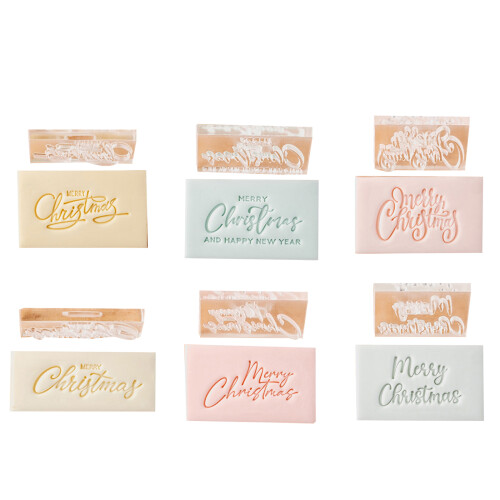 English Blessing Pattern Fondant Moulds-Merry Christmas E 1
