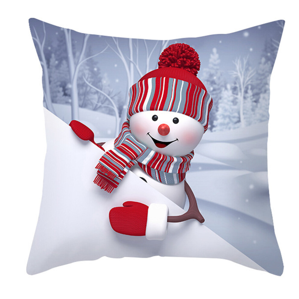Stylish 45X45cm Smile Snowman Pillow Cover Christmas-13 Peach
