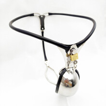 Male Chastity Belt Stainless Steel Lockable Belt With Penis Cage Invisible Underwear Belt Black 60-90cm For Adult Man
