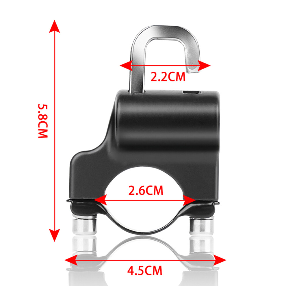 Universal Motorcycle Helmet Lock 22Mm-26Mm Anti-Theft Metal With 2 Keys Black 4611356546959