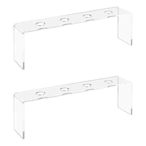 2PCS Acrylic Wine Bottle Shelf Set With Cork Storage Space