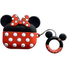 Compatible with Airpods Pro Case,Cute Cartoon Mickey Minnie Mouse Design Soft Silicone Protective Case for Apple Airpods Pro 2019/Airpods Pro 3,Red