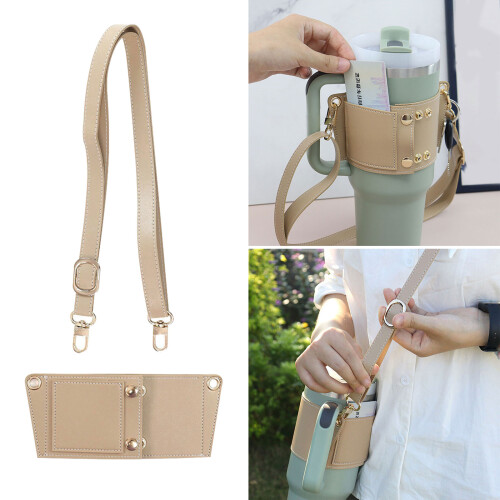 Unique Crossbody Beverage Sleeve Adjustable Length Strap-White 2