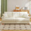 (Beige) Chenille sofa 241 cm suitable for living room 9