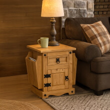 Corona 1 Door 1 Drawer Magazine Rack Cabinet Wood