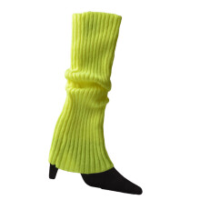 Crochet Ribbed Knee High Socks for Party-Fluorescent Yellow