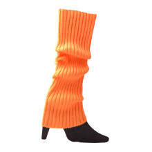 80s Fluorescent Rainbow Leg Warmers Crochet Knit Socks-Orange
